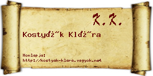 Kostyák Klára névjegykártya